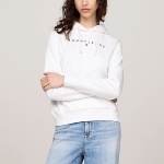 Sweat capuche blanc Tommy Jeans femme logo brodé