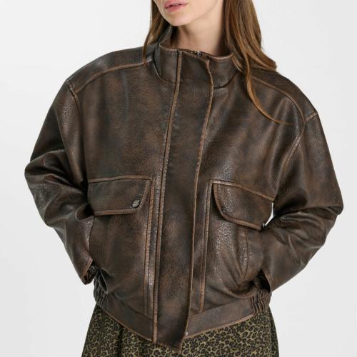 Veste aviateur look cuir Le Temps des Cerises Brownie