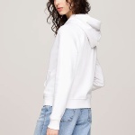 Sweat capuche blanc Tommy Jeans femme logo brodé